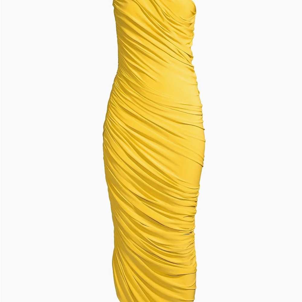 Norma Kamali One Shoulder Dress in Lemon